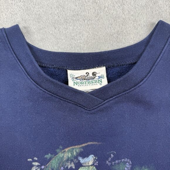 Northern Reflections Sweatshirt Women’s XL Blue Birdhouse Crew Long Sleeve - Picture 3 of 7